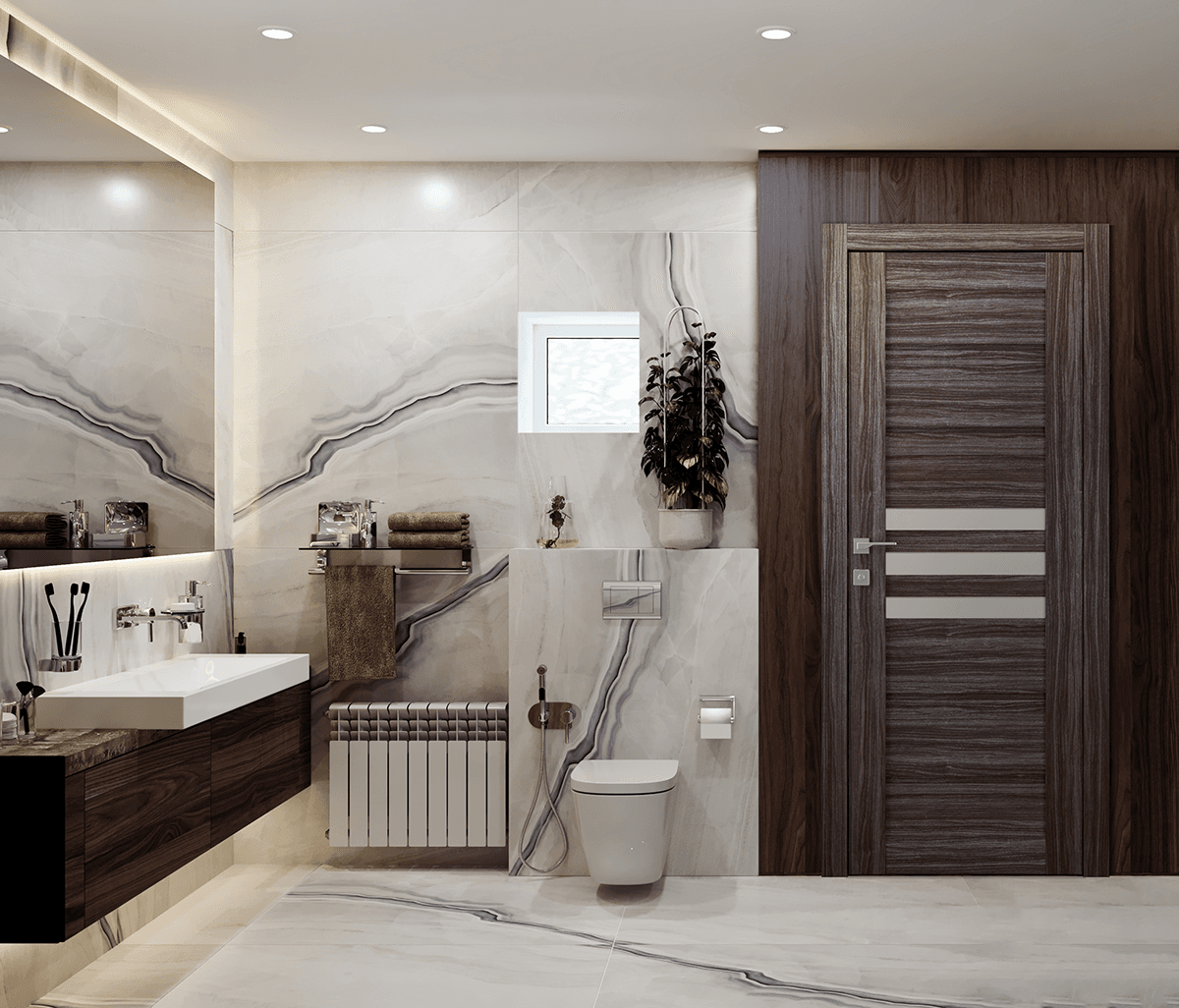 DOME VETRO GRAY OAK DOUBLE POCKET BELLDINNI MODERN INTERIOR DOOR - 3