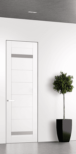PERLA VETRO SNOW WHITE DOUBLE INVISIBLE METAL FRAME BELLDINNI MODERN INTERIOR DOOR - 1