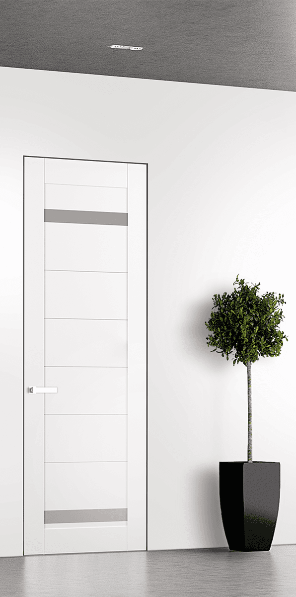 PERLA VETRO SNOW WHITE DOUBLE INVISIBLE METAL FRAME BELLDINNI MODERN INTERIOR DOOR - 1
