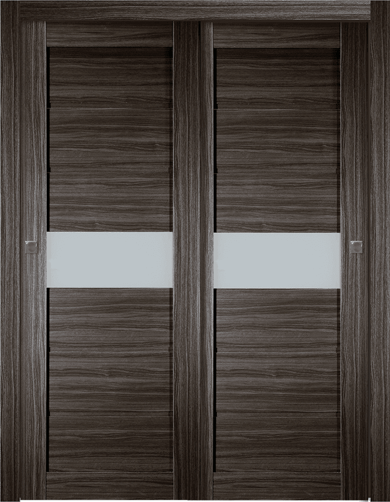 EDNA VETRO GRAY OAK BYPASS BELLDINNI MODERN INTERIOR DOOR - 1