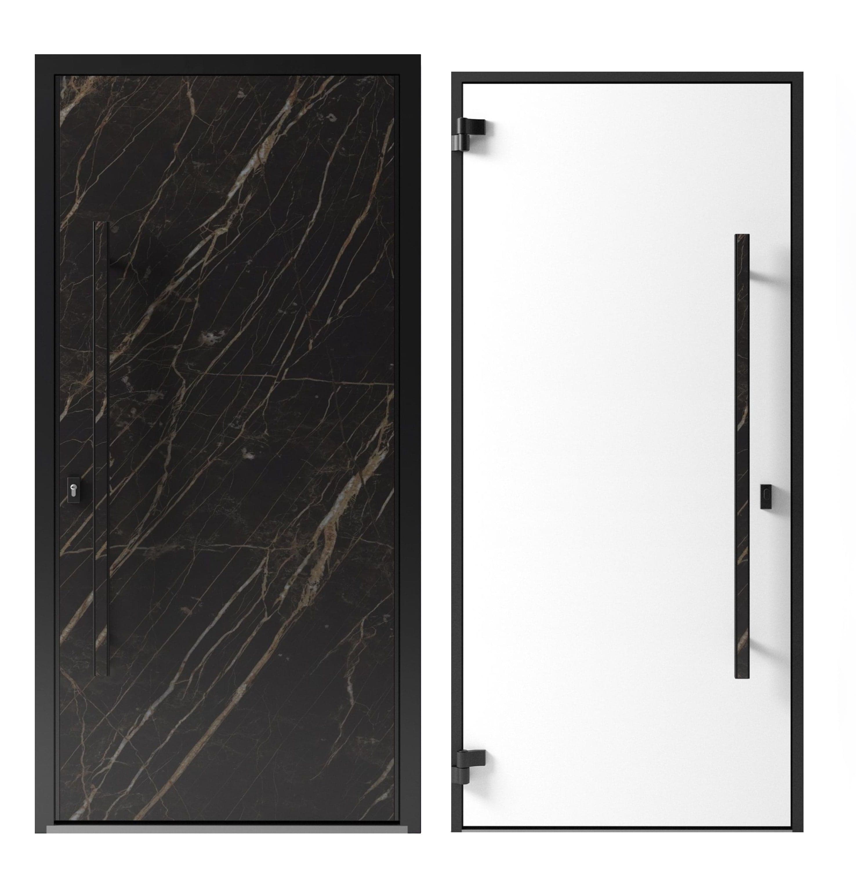 Single metal-aluminum modern exterior door Dekton 0118 8ft - 9