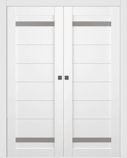 PERLA VETRO BIANCO NOBLE DOUBLE POCKET BELLDINNI MODERN INTERIOR DOOR - 1