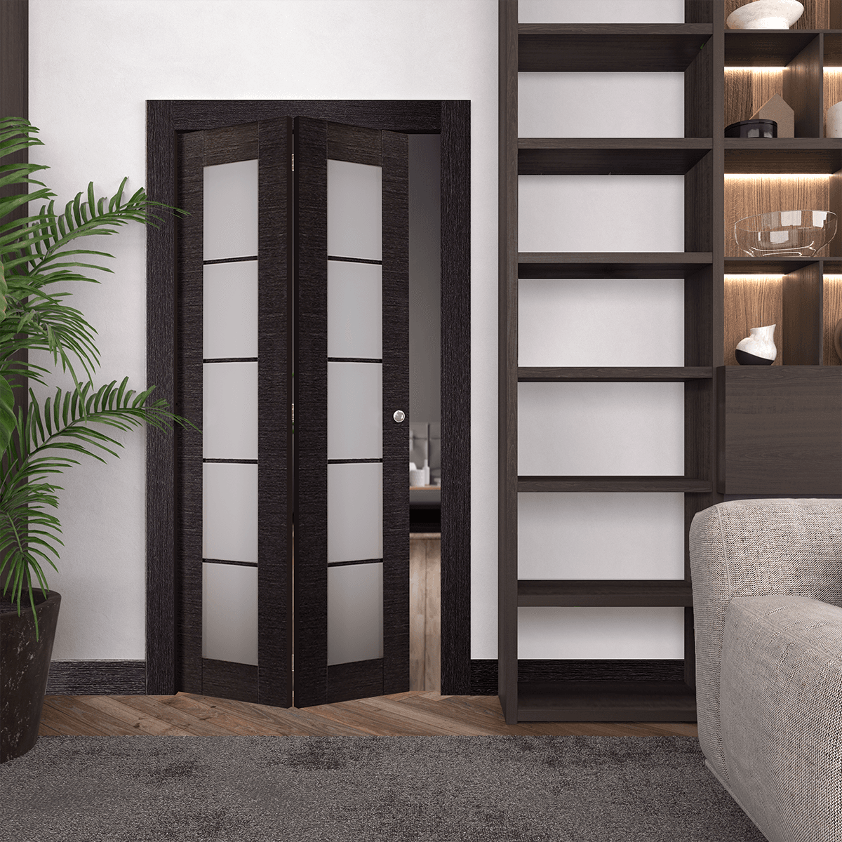 AVANTI 5 LITE VETRO BLACK APRICOT BI-FOLD BELLDINNI MODERN INTERIOR DOOR - 2