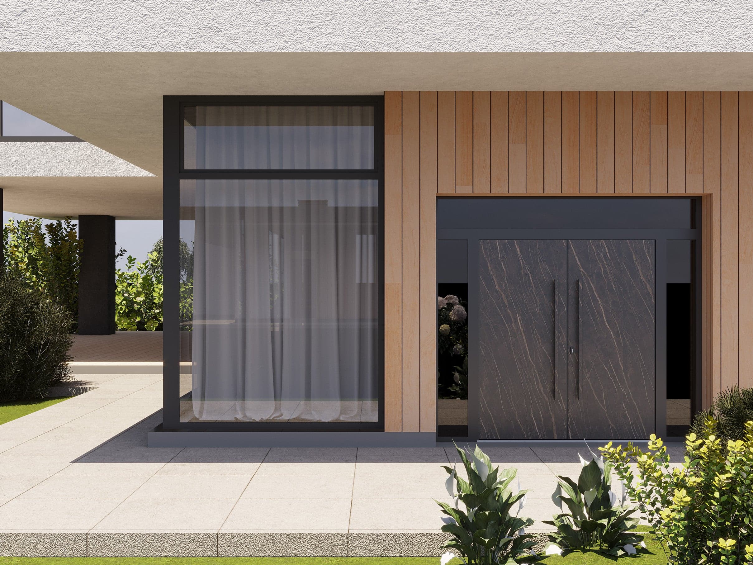 Double metal-aluminum modern exterior door Dekton 0118 8ft - 10
