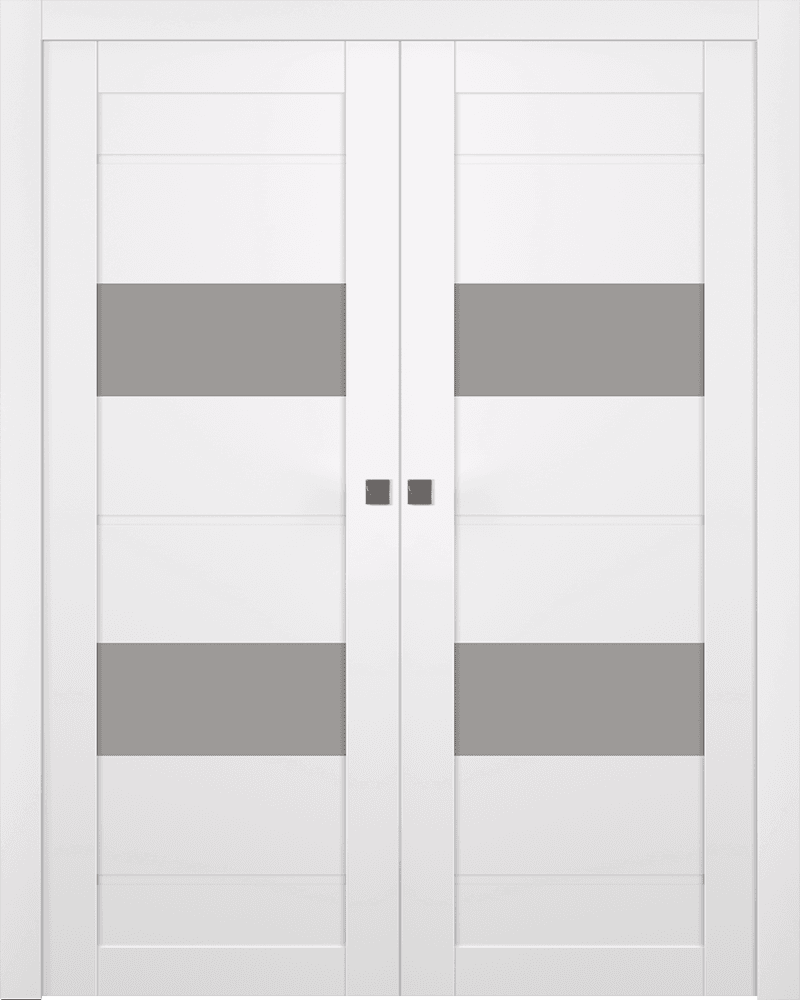 VITA VETRO SNOW WHITE DOUBLE POCKET BELLDINNI MODERN INTERIOR DOOR - 1