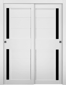 ESTA BLACK VETRO BIANCO NOBLE BYPASS BELLDINNI MODERN INTERIOR DOOR - 1