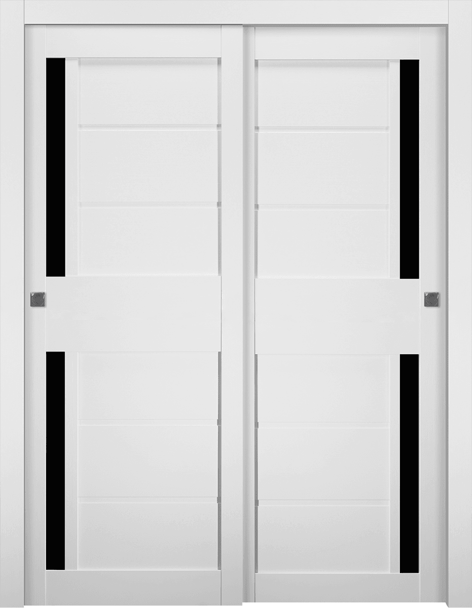 Esta Black Vetro Bianco Noble Bypass Belldinni Modern Interior Door