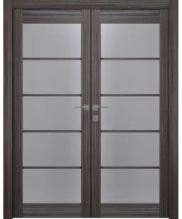 PALLADIO 5 LITE VETRO GRAY OAK DOUBLE BELLDINNI MODERN INTERIOR DOOR - 1
