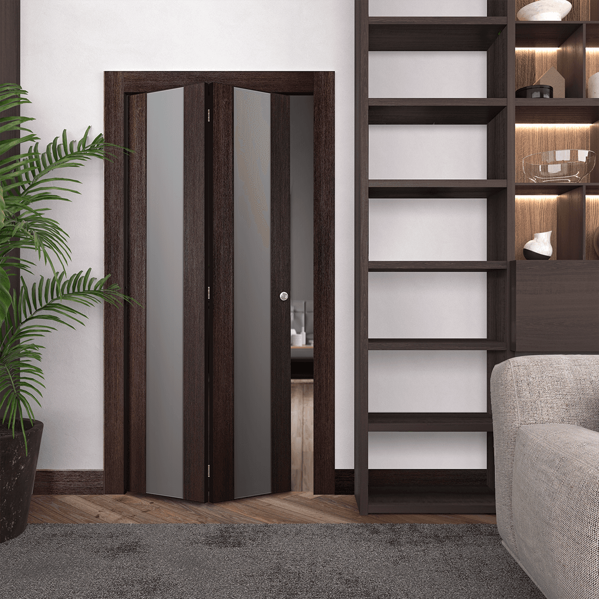 AVON 202 VETRO VERALINGA OAK BI-FOLD BELLDINNI MODERN INTERIOR DOOR - 2