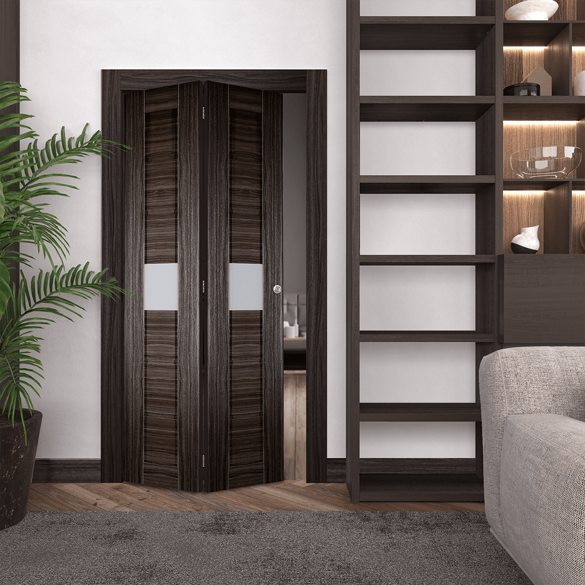 EDNA VETRO GRAY OAK BI-FOLD BELLDINNI MODERN INTERIOR DOOR - 2