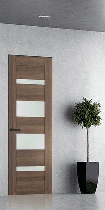 AVON 07-01 VETRO PECAN NUTWOOD INVISIBLE METAL FRAME BELLDINNI MODERN INTERIOR DOOR - 1