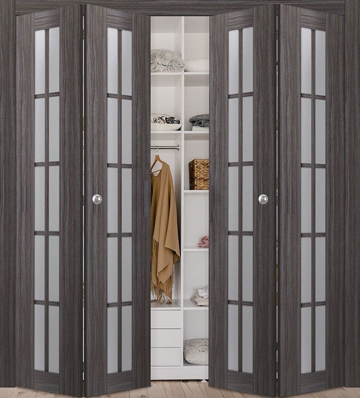 PALLADIO 10 LITE VETRO GRAY OAK DOUBLE BI-FOLD BELLDINNI MODERN INTERIOR DOOR - 2