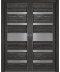 GINA VETRO GRAY OAK DOUBLE POCKET DOORS BELLDINNI MODERN INTERIOR DOOR - 1