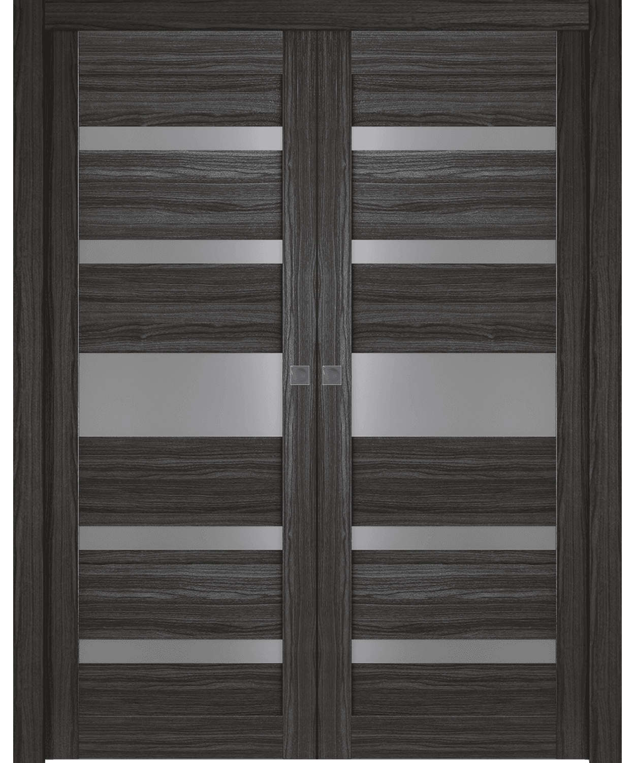 GINA VETRO GRAY OAK DOUBLE POCKET DOORS BELLDINNI MODERN INTERIOR DOOR - 1