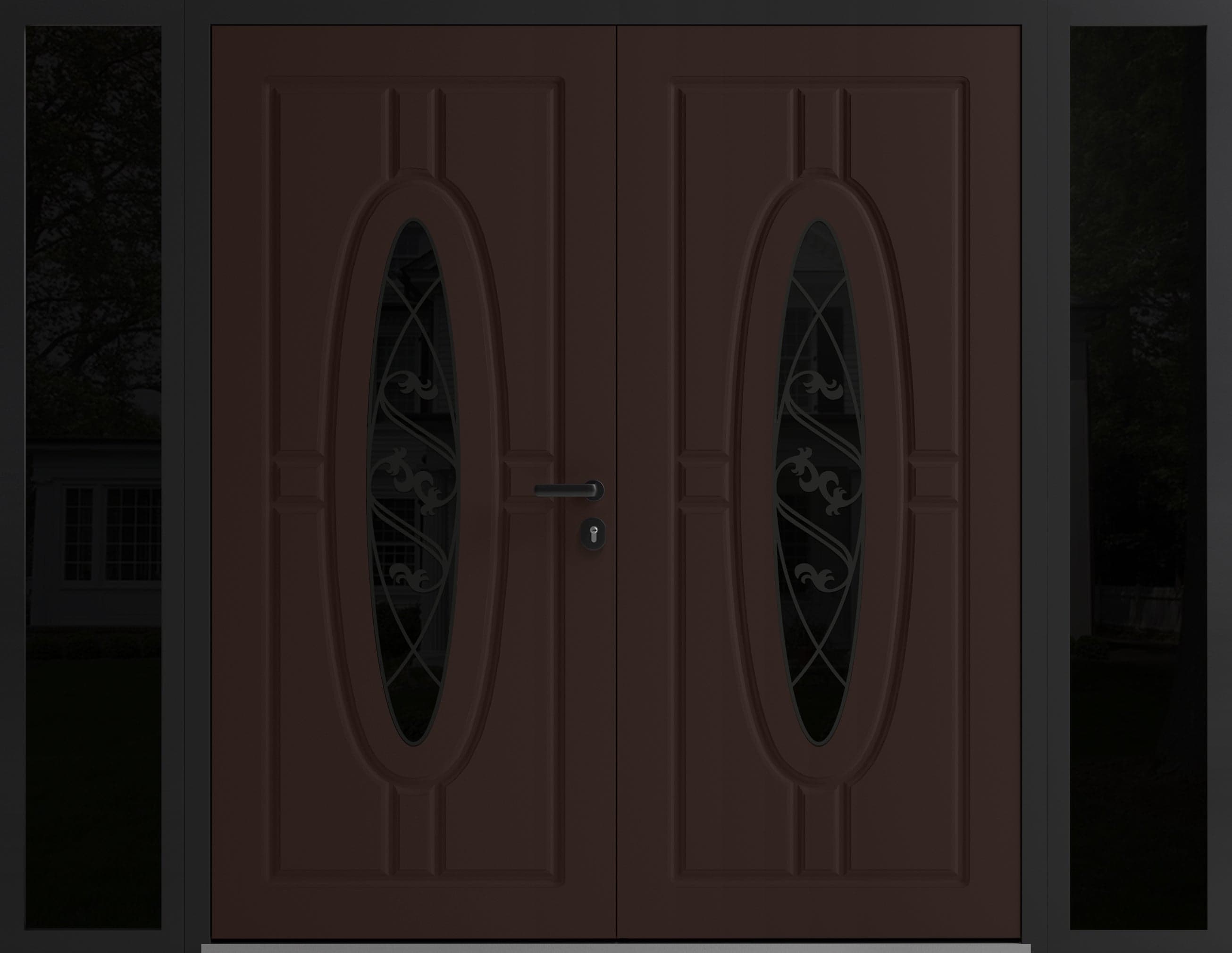 Double metal-aluminum modern exterior door Ronex 1277 8ft - 3