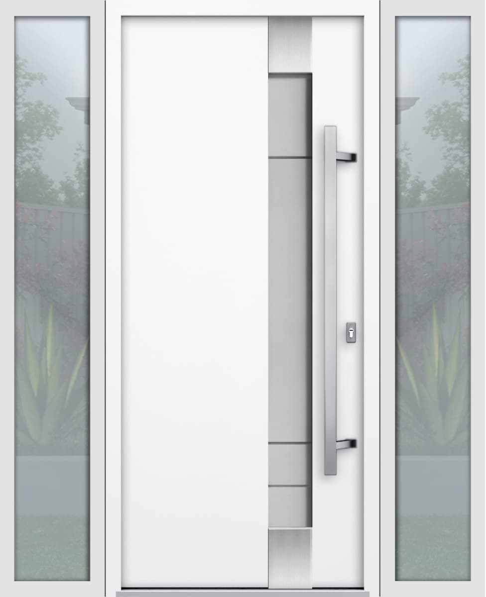 Single Modern Steel Exterior Door Deux 1713 White 8ft - 3