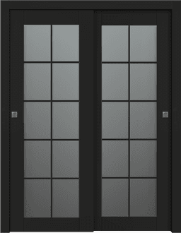 AVON 10 LITE VETRO BLACK MATTE BYPASS BELLDINNI MODERN INTERIOR DOOR - 1