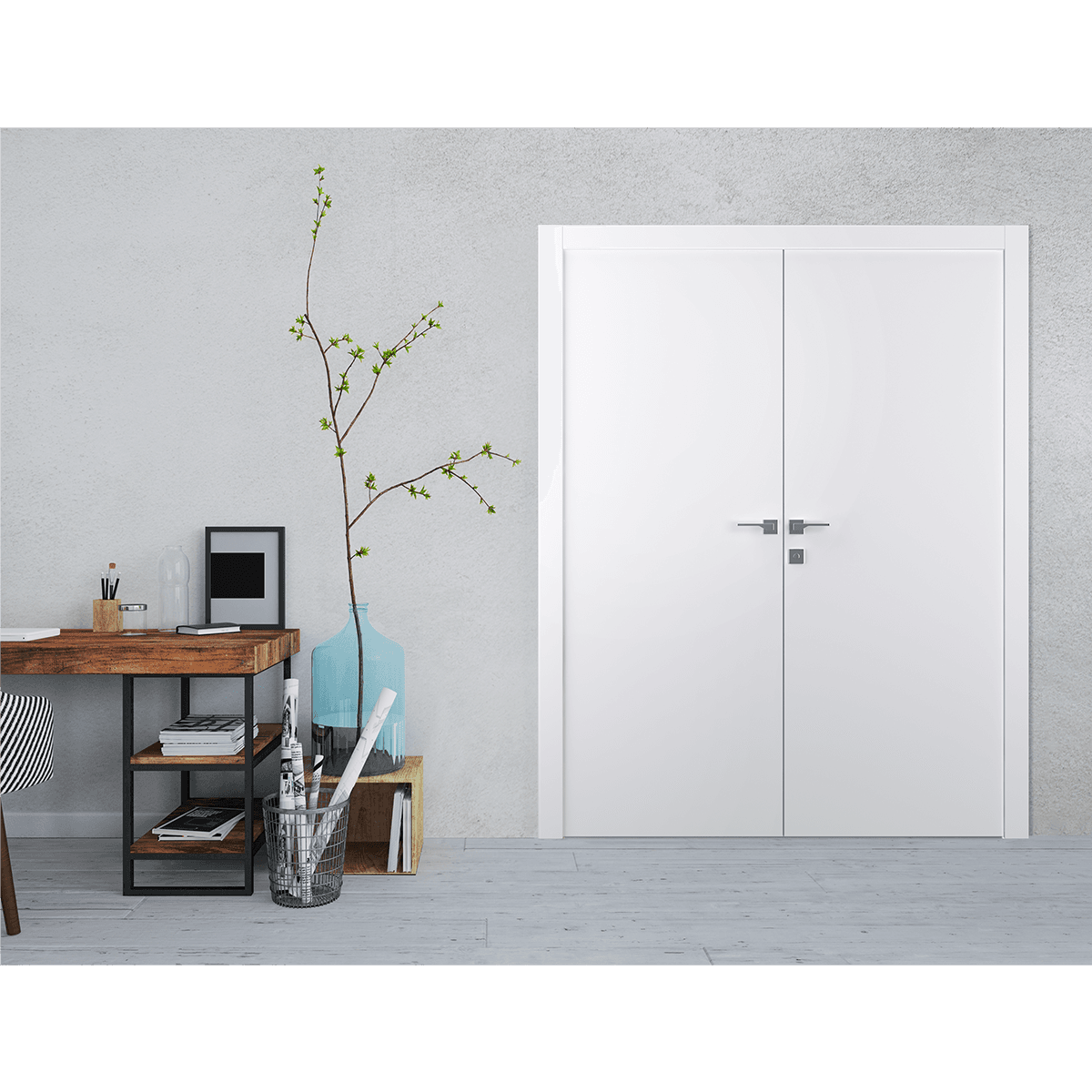 OPTIMA SNOW WHITE DOUBLE POCKET BELLDINNI MODERN INTERIOR DOOR - 2