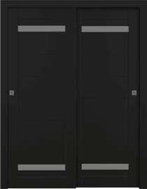 PERLA VETRO BLACK MATTE BYPASS BELLDINNI MODERN INTERIOR DOOR - 1