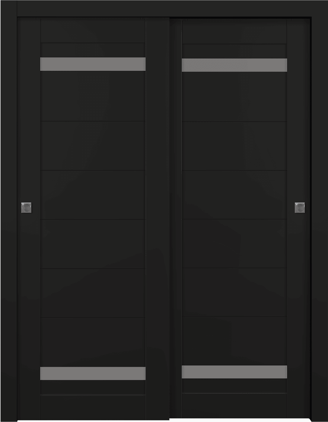 PERLA VETRO BLACK MATTE BYPASS BELLDINNI MODERN INTERIOR DOOR - 1