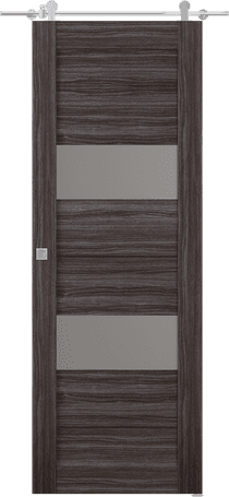 BERTA VETRO GRAY OAK DOUBLE BARN BELLDINNI MODERN INTERIOR DOOR - 1