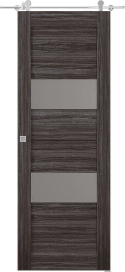 BERTA VETRO GRAY OAK DOUBLE BARN BELLDINNI MODERN INTERIOR DOOR - 1