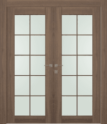 AVON 10 LITE VETRO PECAN NUTWOOD DOUBLE BELLDINNI MODERN INTERIOR DOOR - 1