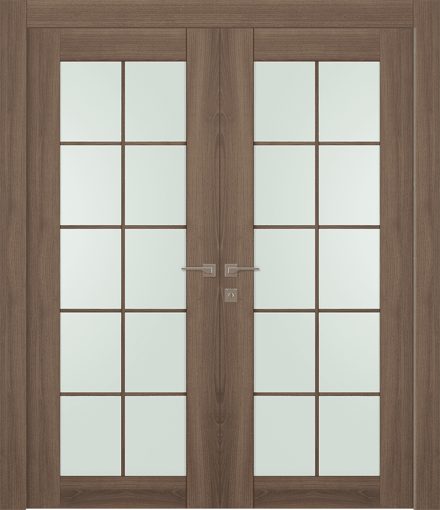 AVON 10 LITE VETRO PECAN NUTWOOD DOUBLE BELLDINNI MODERN INTERIOR DOOR