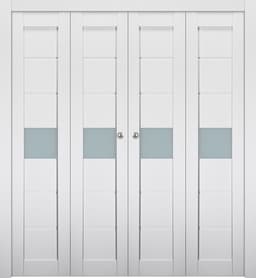 EDNA VETRO BIANCO NOBLE DOUBLE BI-FOLD BELLDINNI MODERN INTERIOR DOOR - 1