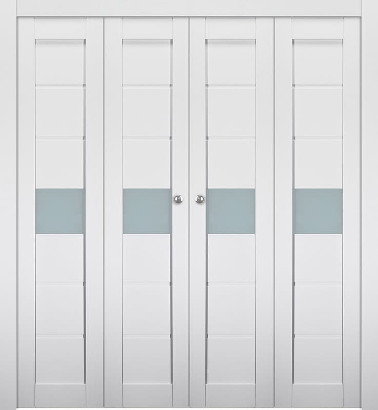 EDNA VETRO BIANCO NOBLE DOUBLE BI-FOLD BELLDINNI MODERN INTERIOR DOOR - 1