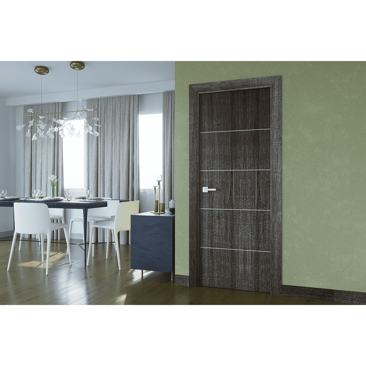 PALLADIO 4H GRAY OAK POCKET BELLDINNI MODERN INTERIOR DOOR - 2