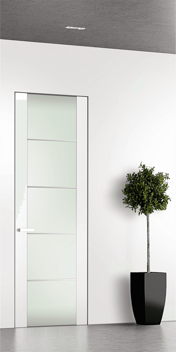 SMART PRO H3G 4H VETRO POLAR WHITE INVISIBLE METAL FRAME BELLDINNI MODERN INTERIOR DOOR - 1