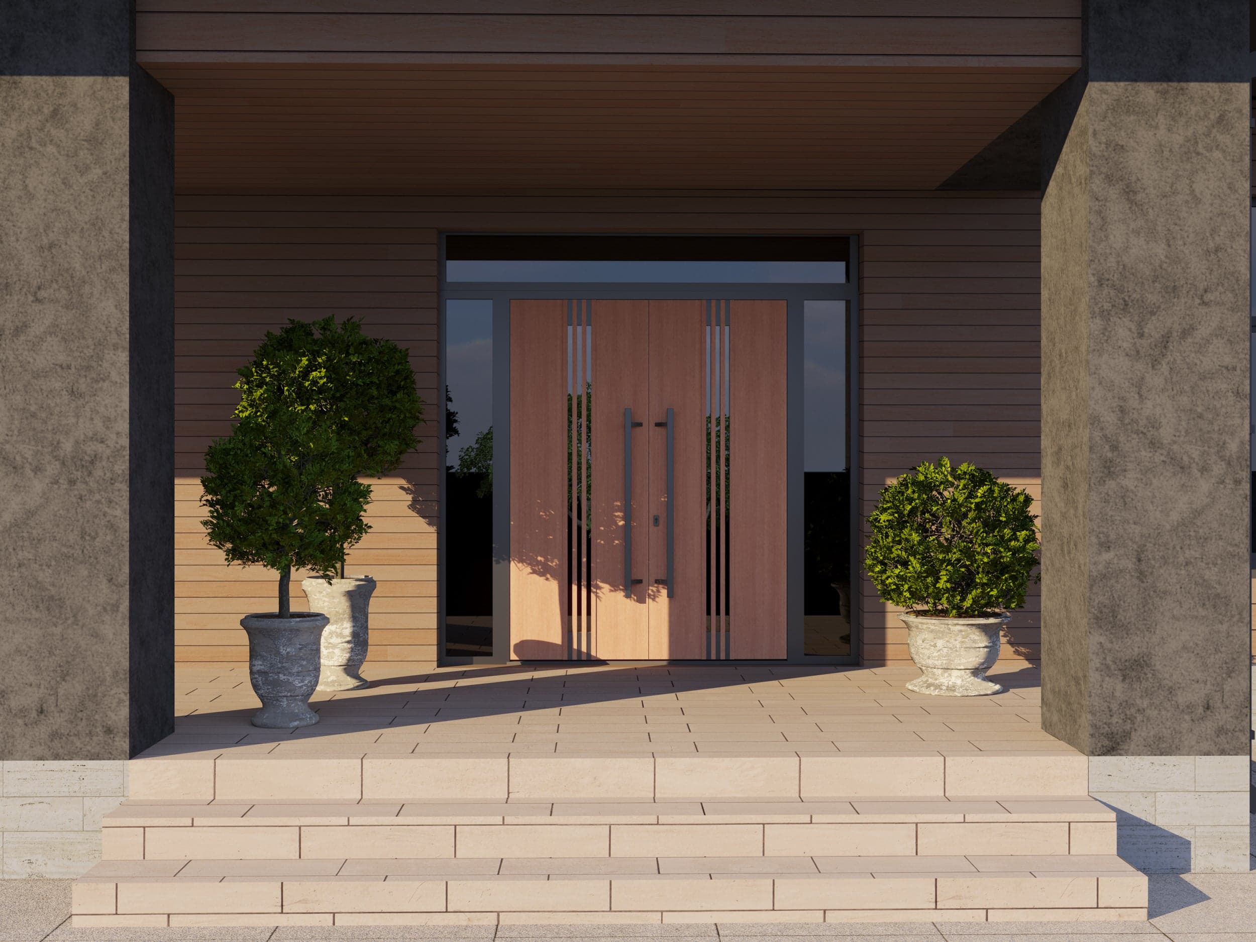 Double metal-aluminum modern exterior door Ronex 1055 8ft - 10