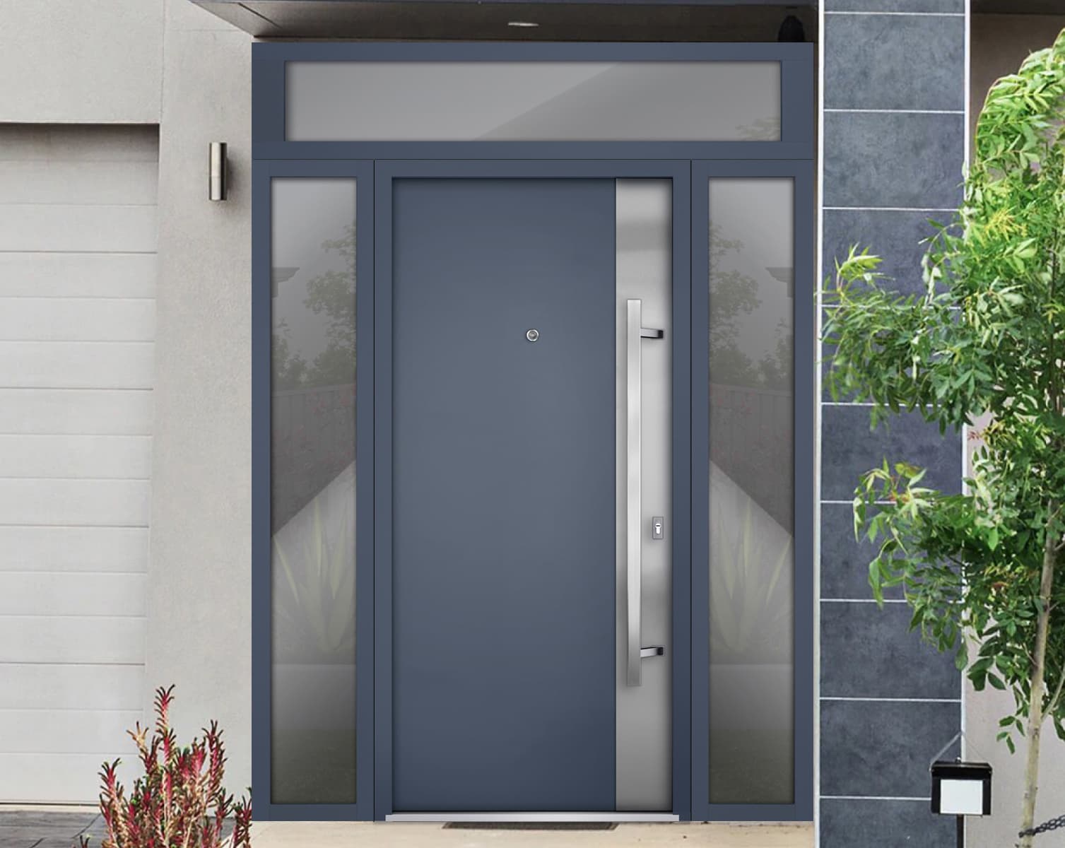 Single Modern Steel Exterior Door Deux 0729 - 10