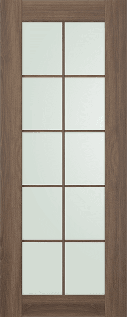 AVON 10 LITE VETRO PECAN NUTWOOD SLAB BELLDINNI MODERN INTERIOR DOOR - 1
