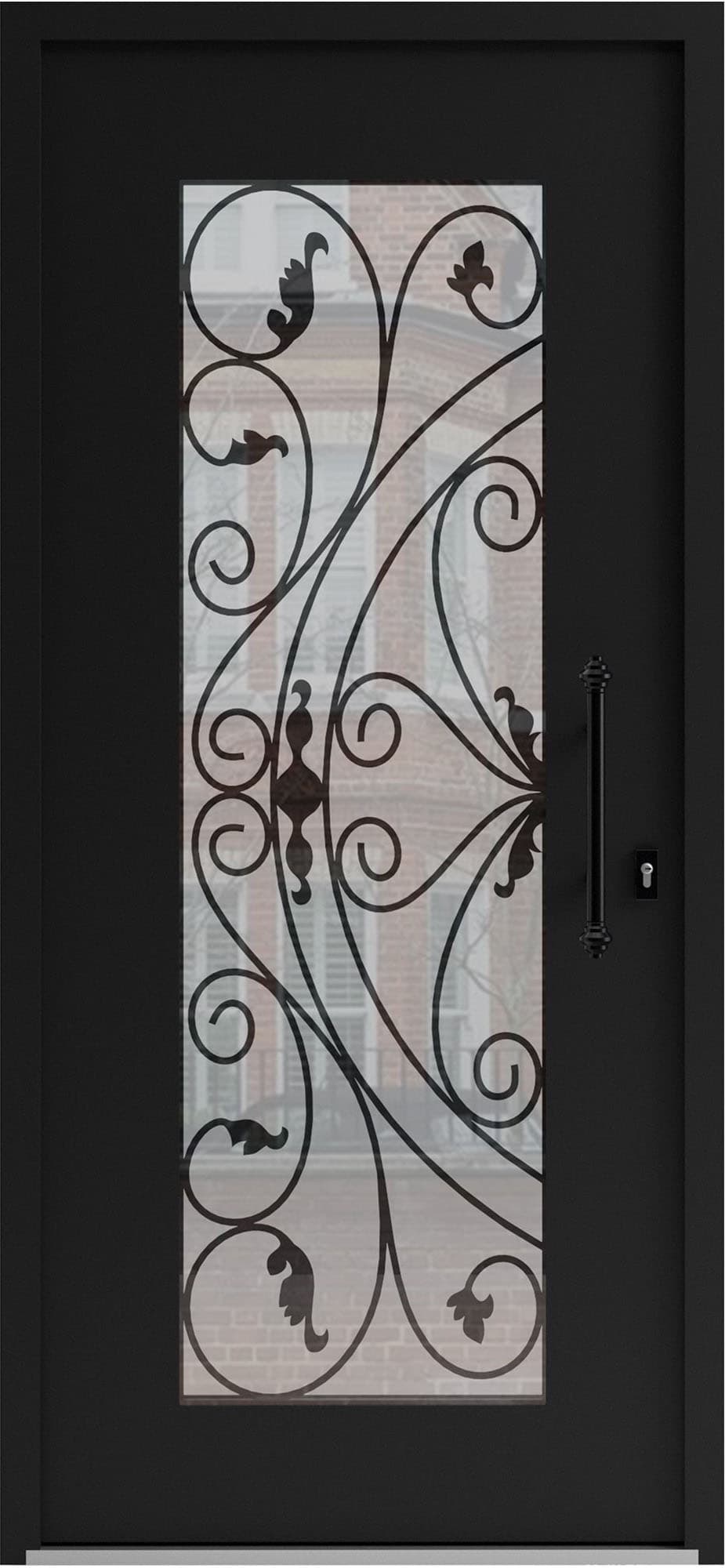 Single wrought iron modern exterior door Iron 1633 - 1