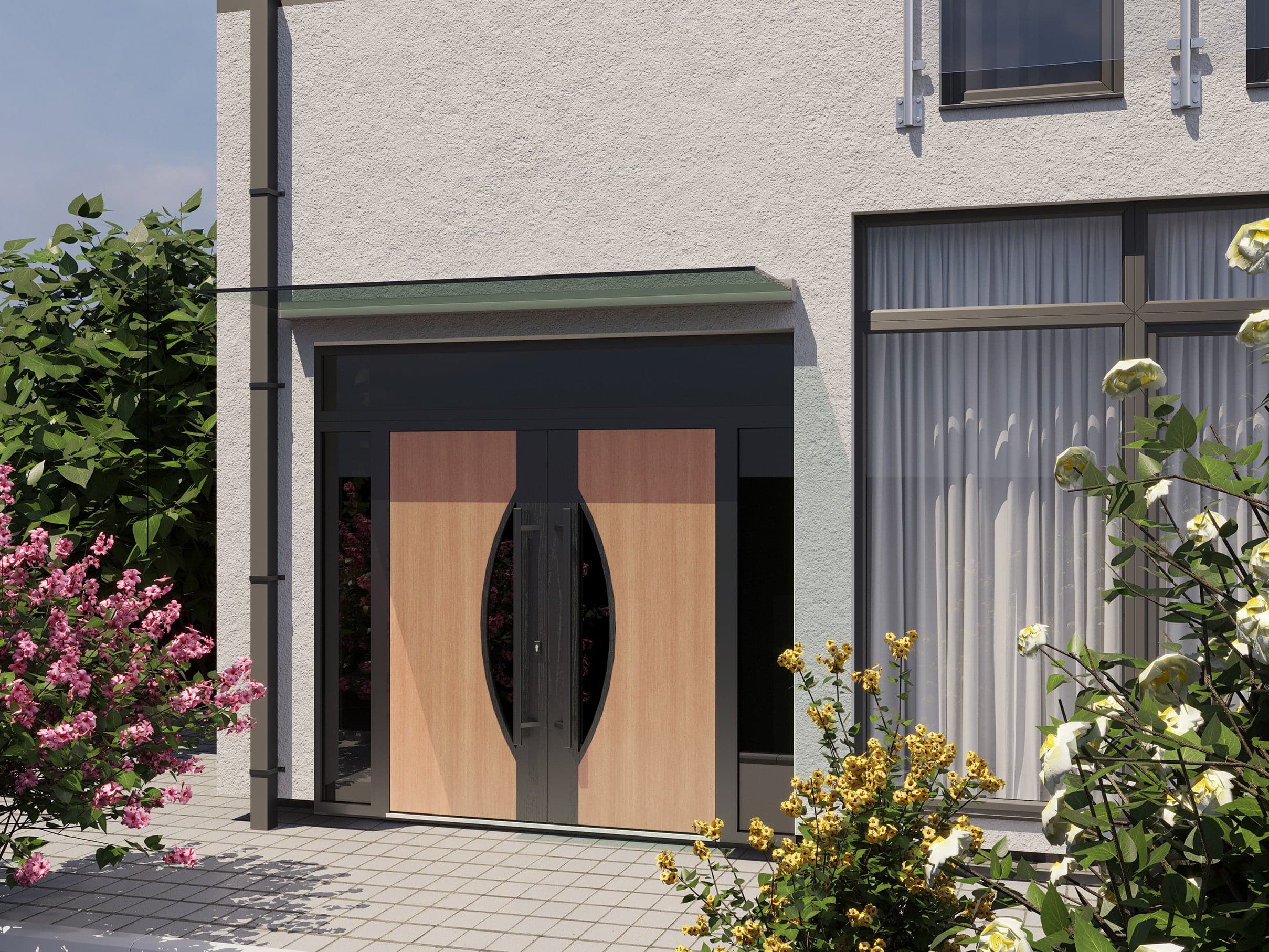 Double metal-aluminum modern exterior door Ronex 1077 8ft - 10