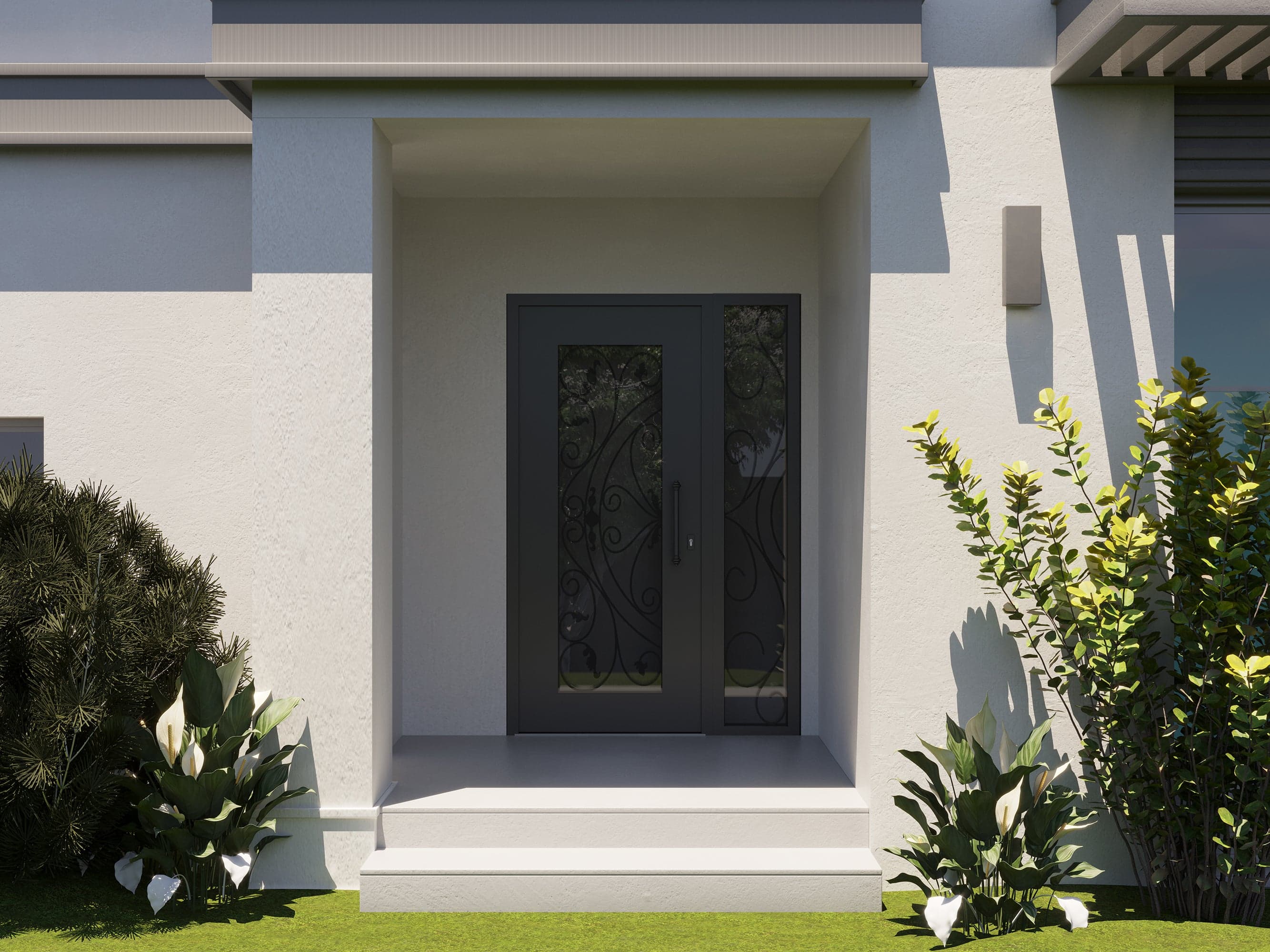 Single wrought iron modern exterior door Iron 1633 - 8