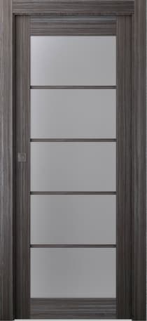 PALLADIO 5 LITE VETRO GRAY OAK POCKET BELLDINNI MODERN INTERIOR DOOR - 1