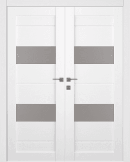 VITA VETRO BIANCO NOBLE DOUBLE BELLDINNI MODERN INTERIOR DOOR - 1