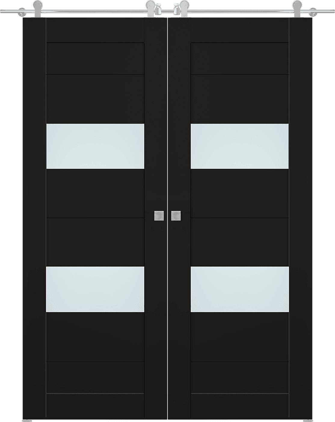 BERTA VETRO BLACK MATTE DOUBLE BARN BELLDINNI MODERN INTERIOR DOOR - 1