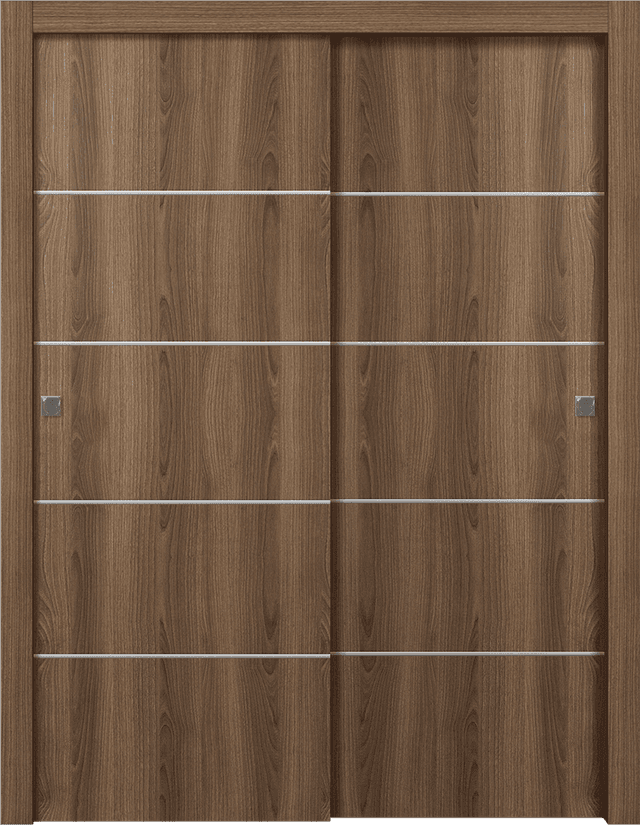 OPTIMA 4H PECAN NUTWOOD BYPASS DOORS BELLDINNI MODERN INTERIOR DOOR