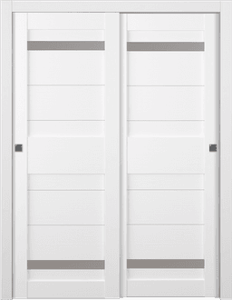 IMMA VETRO BIANCO NOBLE BYPASS BELLDINNI MODERN INTERIOR DOOR - 1