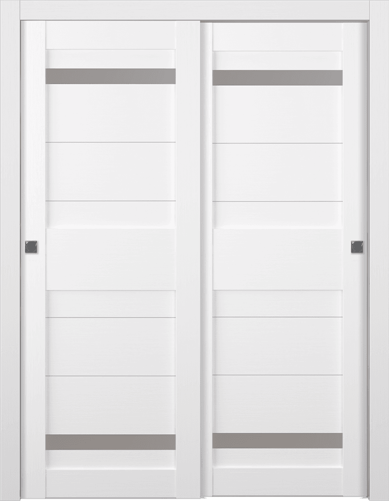 IMMA VETRO BIANCO NOBLE BYPASS BELLDINNI MODERN INTERIOR DOOR - 1