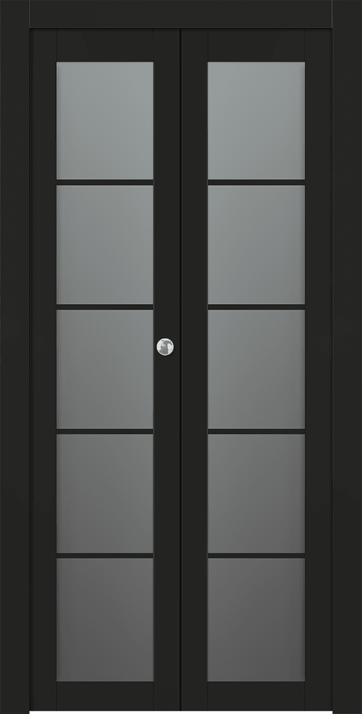 AVON 5 LITE VETRO BLACK MATTE DOUBLE BI-FOLD BELLDINNI MODERN INTERIOR DOOR - 1