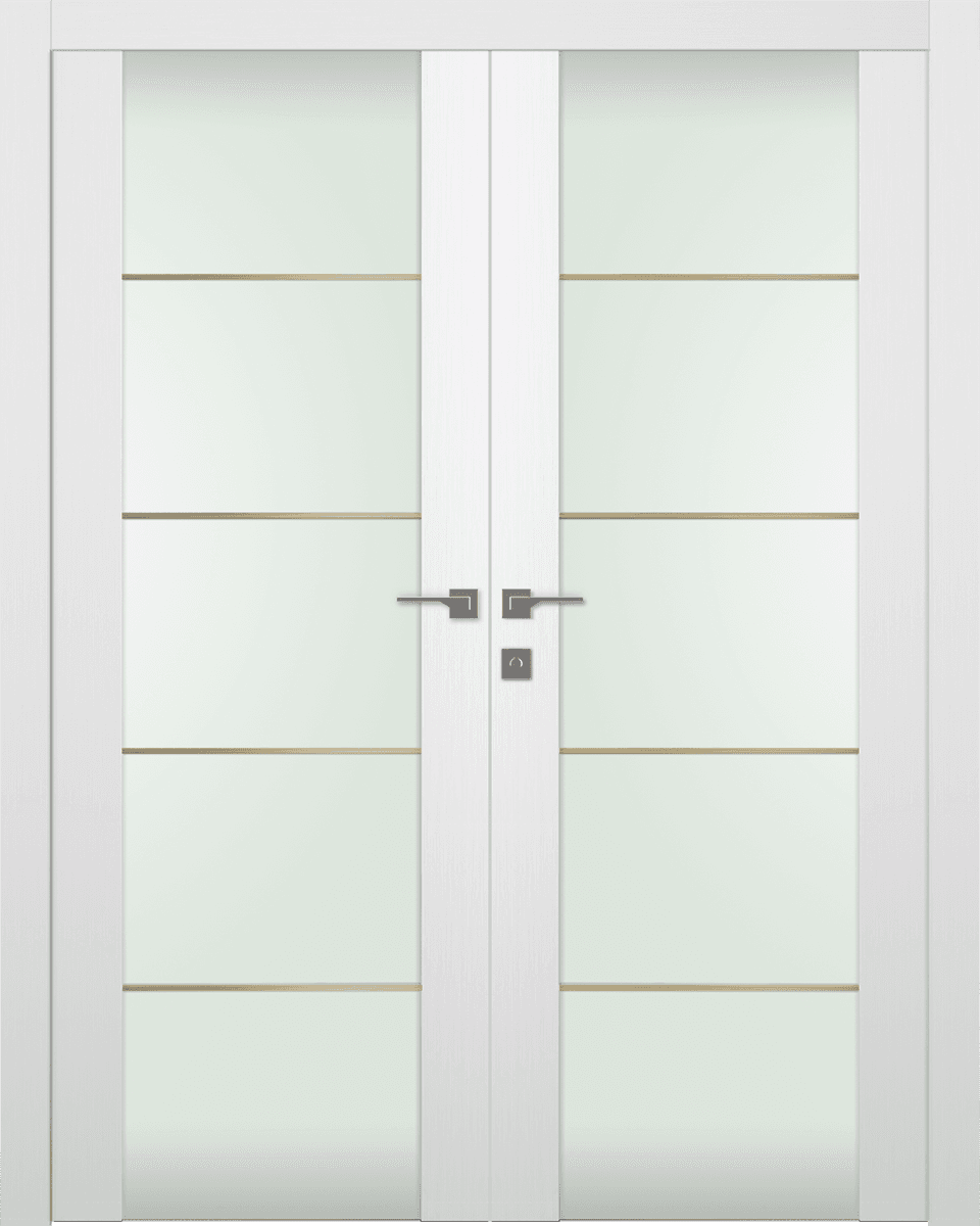 PALLADIO 202 4H GOLD STRIPS VETRO BIANCO NOBLE CLOSET DOORS BELLDINNI MODERN INTERIOR DOOR - 1