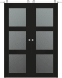 AVON 3 LITE VETRO BLACK MATTE DOUBLE BARN BELLDINNI MODERN INTERIOR DOOR - 1