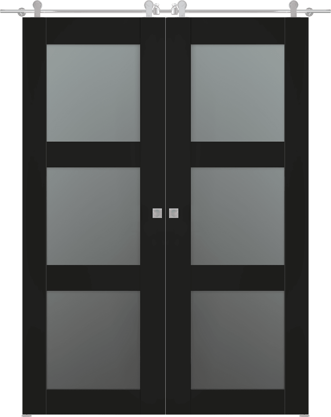 AVON 3 LITE VETRO BLACK MATTE DOUBLE BARN BELLDINNI MODERN INTERIOR DOOR - 1