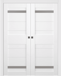IMMA VETRO BIANCO NOBLE DOUBLE POCKET BELLDINNI MODERN INTERIOR DOOR - 1