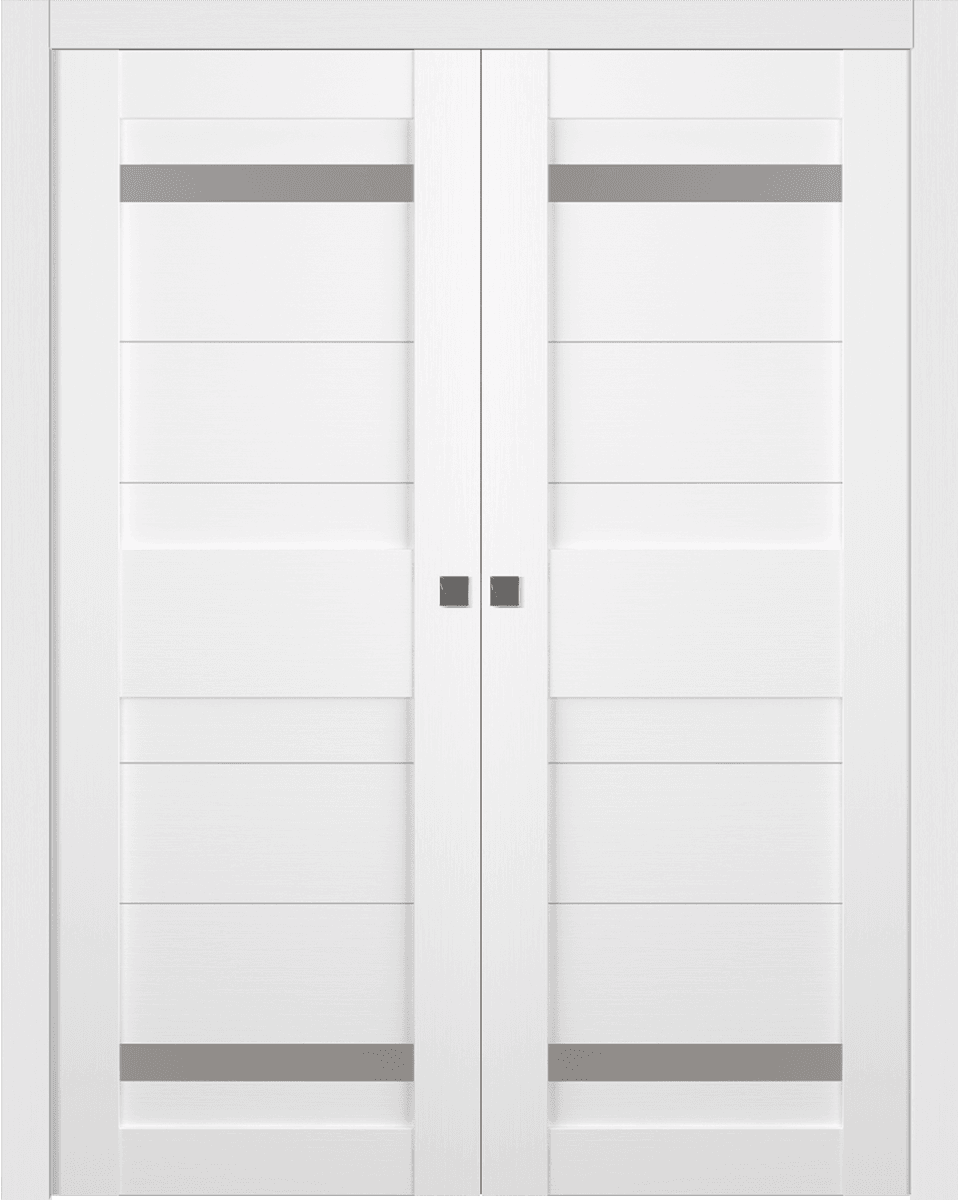 IMMA VETRO BIANCO NOBLE DOUBLE POCKET BELLDINNI MODERN INTERIOR DOOR - 1